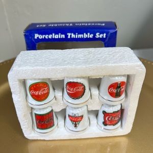 Vintage Coca Cola Porcelain Thimble Set